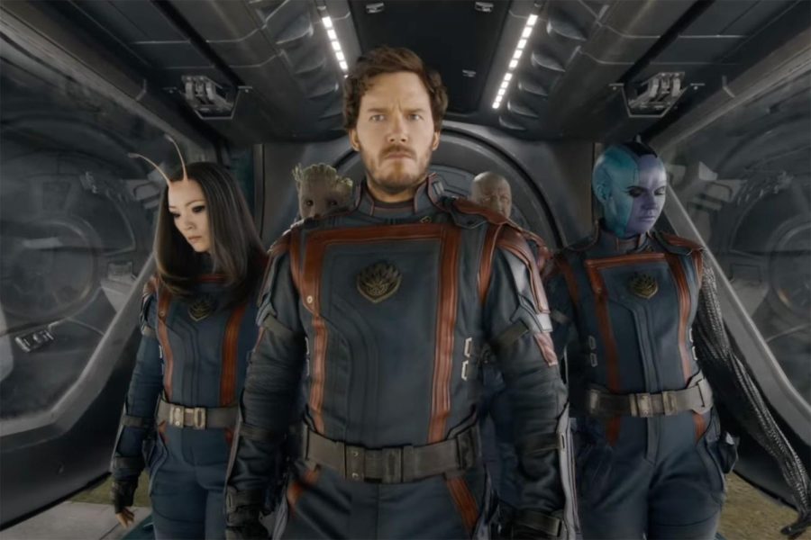 The Guardians don all-new suits in this shot from the film.