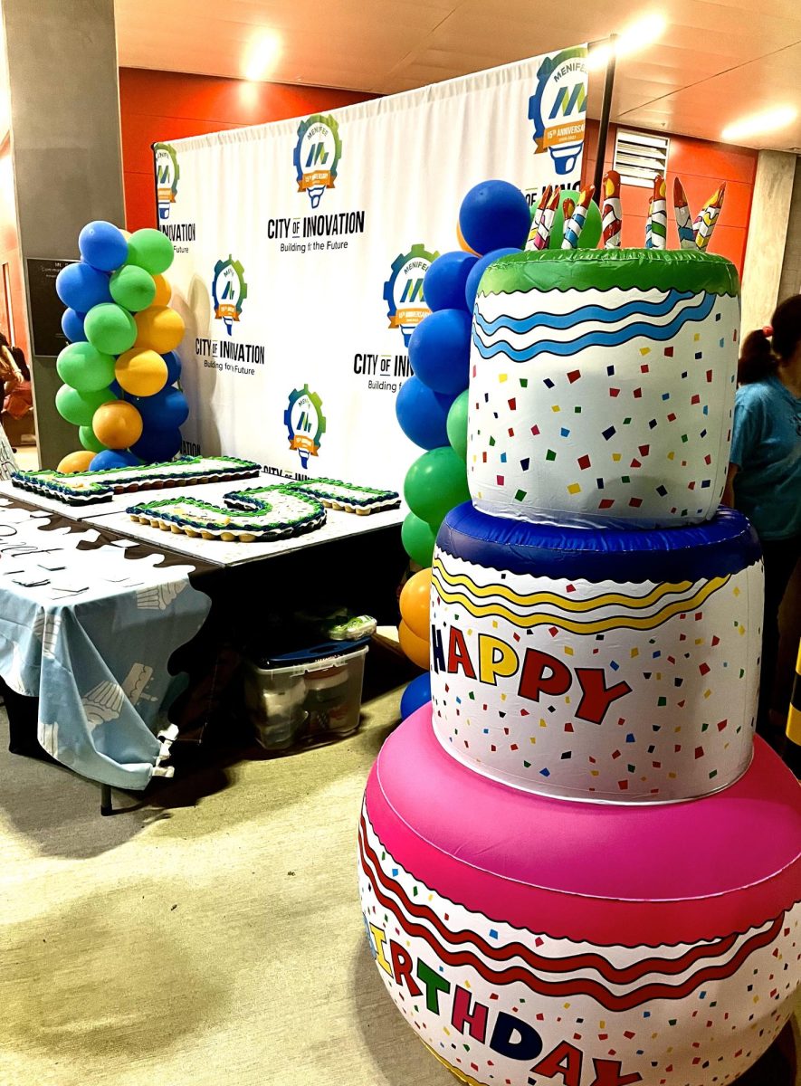 Birthday celebration cake and decorations