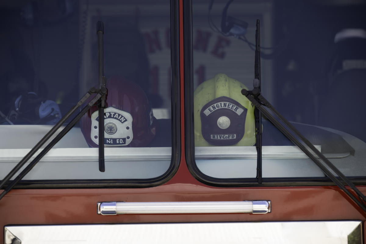 Fire helmets. 